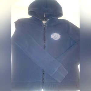 2009 Embelished Harley Davidson Zip Hoodie Med-large Black